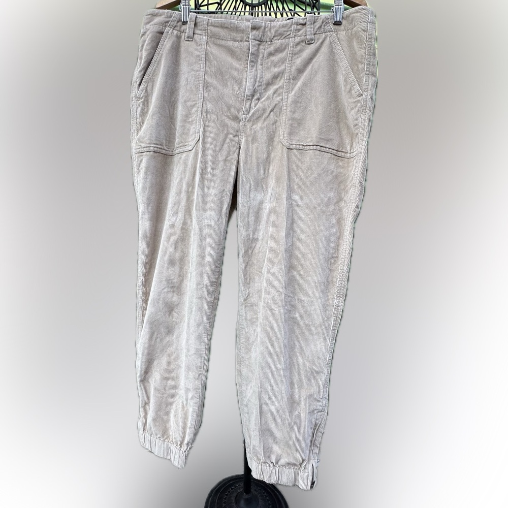 Banana Republic Khaki Corduroy Jogger Pants Preppy Zip Soft Luxe Comfort Sz 18 - Picture 3 of 10